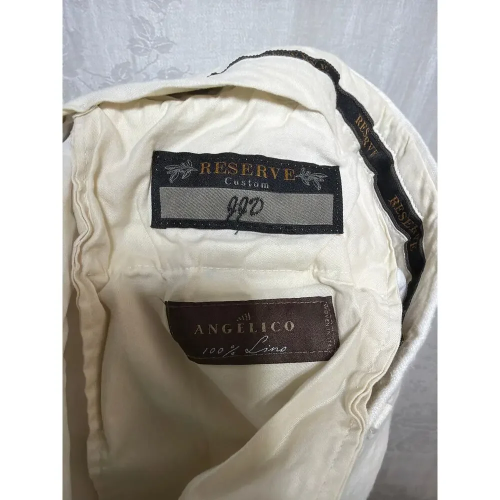 Angelico Pants 38x29 White 100% Linen Reserve Custom Beach Resort